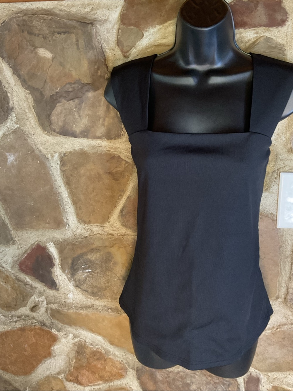 French Dressing Black Square Neck Tank Top Sleeveless Blouse